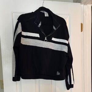 PINK Victoria's Secret Black and Gray Half-Zip Sweater